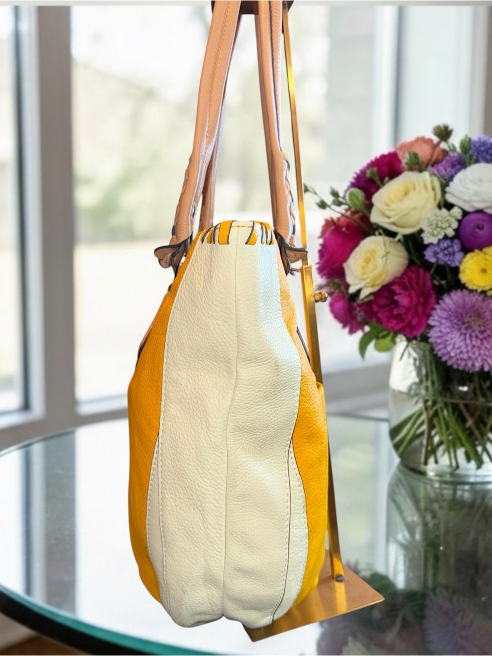 Oryany Lyssie Soft Yellow Pebbled Leather Tote in EUC - Picture 7 of 11